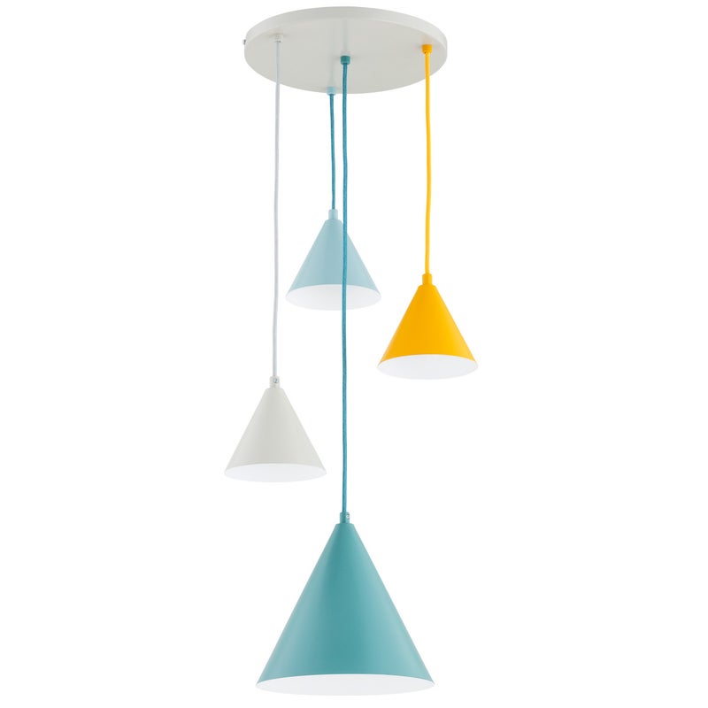 Lampa wisząca Ganna szaro-turkusowa-żółta 4xE27x15W minimalistyczna wym: 95 x 40 x 40 cm metal Alfa