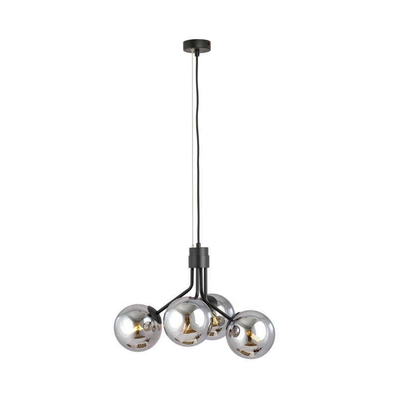 Lampa wisząca Nova czarno-srebrna 4xE14x10W wym: 100 x 46 x 46 cm szkło Emibig