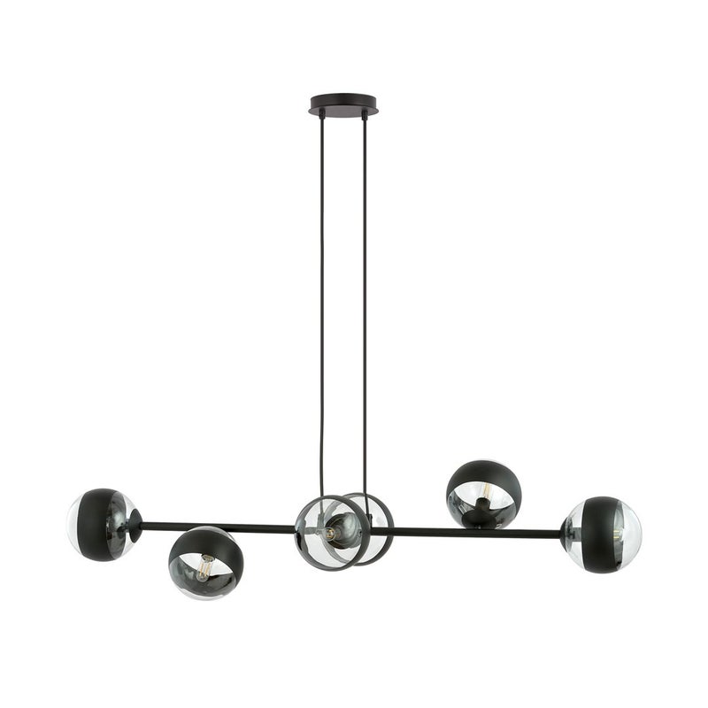Lampa wisząca Stripe czarno-przezroczysta 6xE14x10W wym: 100 x 110 x 30 cm szkło Emibig