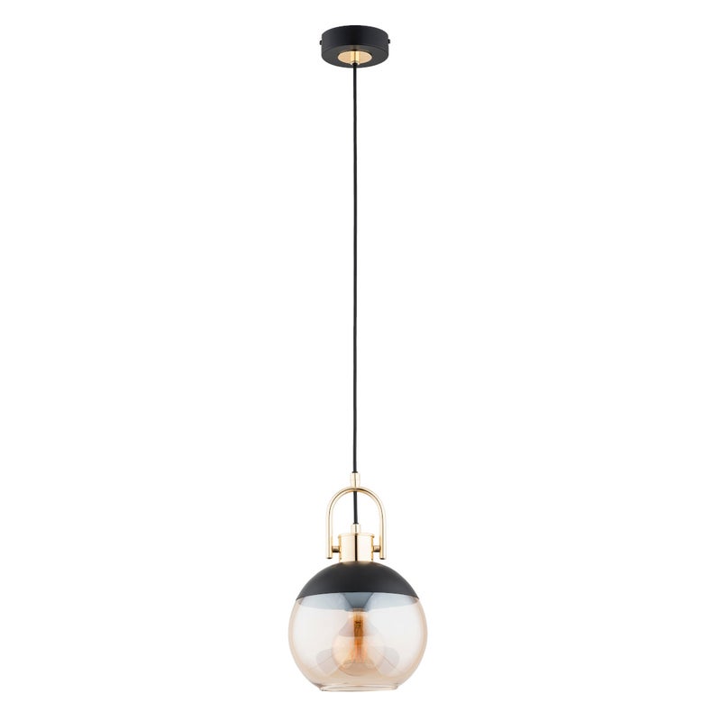 Lampa wisząca Hilto czarno-złota-bursztynowy 1xE27x15W wym: 95 x 20 x 20 cm szkło Alfa