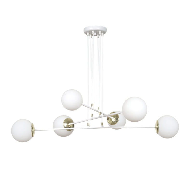 Lampa wisząca Ognis biała 6xE14x10W wym: 100 x 90 x 90 cm szkło Emibig