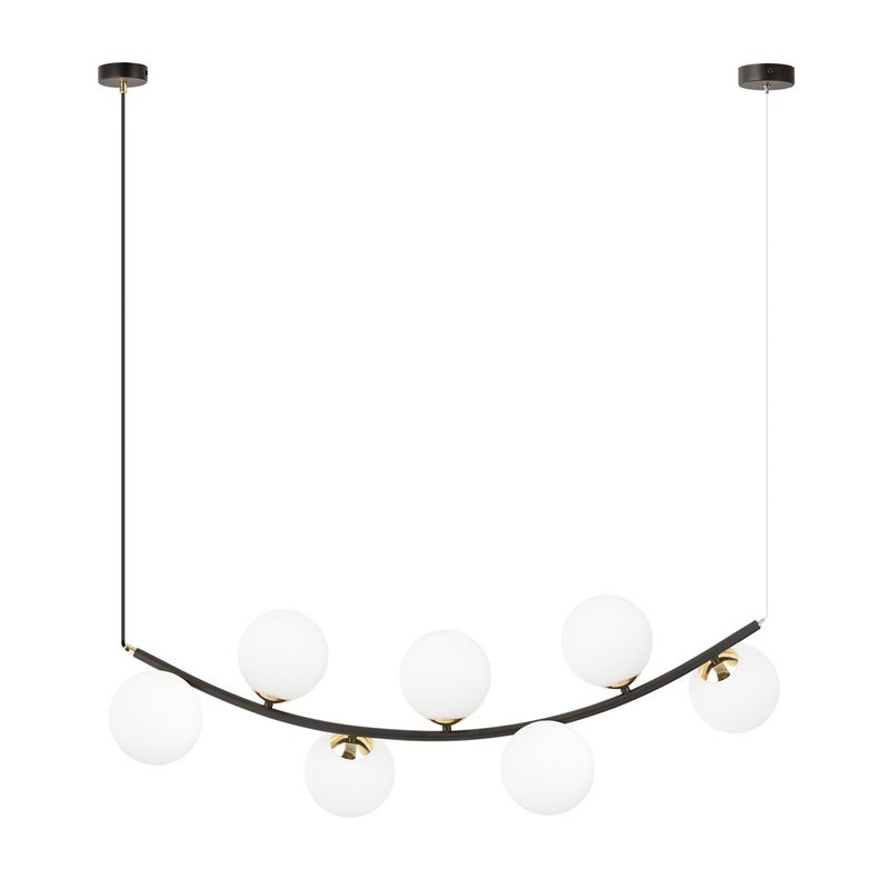 Lampa wisząca Ritz czarno-biała-złota 7xE14x10W wym: 100 x 90 x 30 cm szkło Emibig