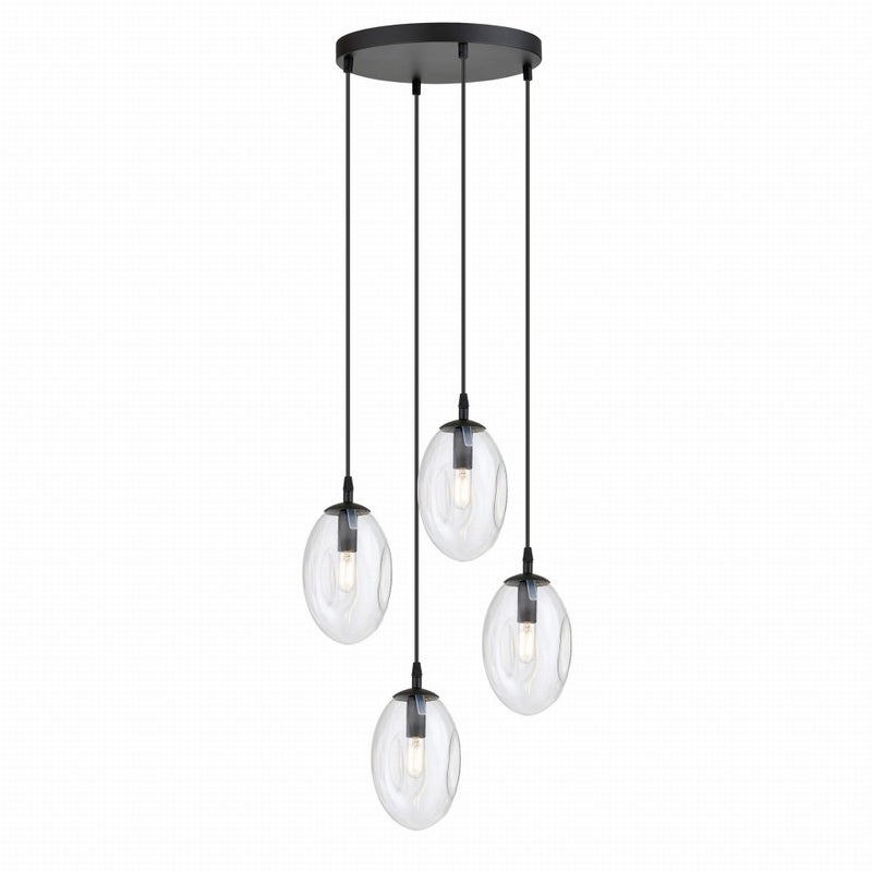 Lampa wisząca Astral czarno-przezroczysta 4xE14x10W wym: 100 x 40 x 40 cm szkło Emibig