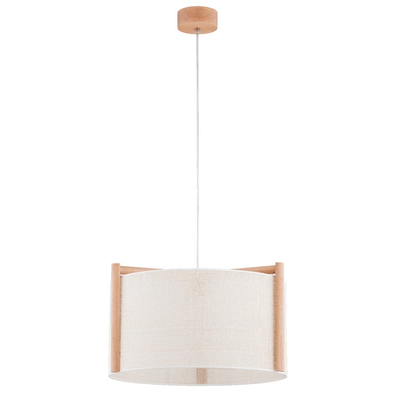 Lampa wisząca Leidi jasne drewno-biała 1xE27x15W wym: 105 x 47 x 47 cm metal Alfa