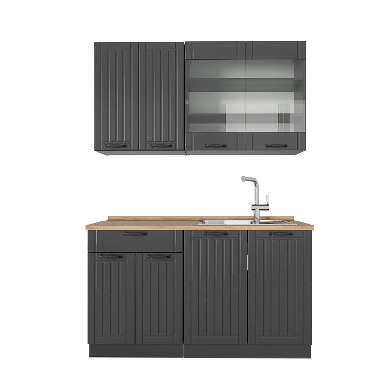 Vicco Kuchnia pojedyncza Fame-Line, Ciemnoszary, 140 cm , BP Dąb