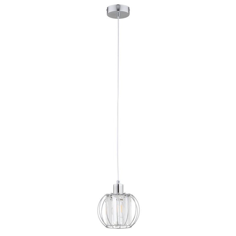Lampa wisząca Kristal chromowana przezroczysty 1xE27x15W nowoczesna wym: 90 x 20 x 20 cm metal Alfa