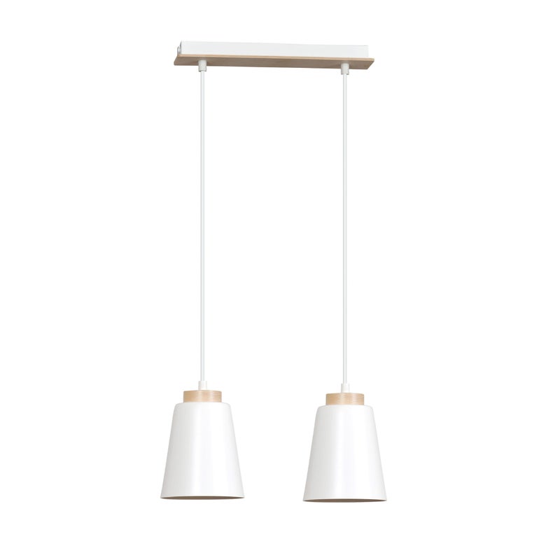 Lampa sufitowa Bolero biała jasne drewno 2xE27x15W wym: 100 x 40 x 14 cm metal Emibig