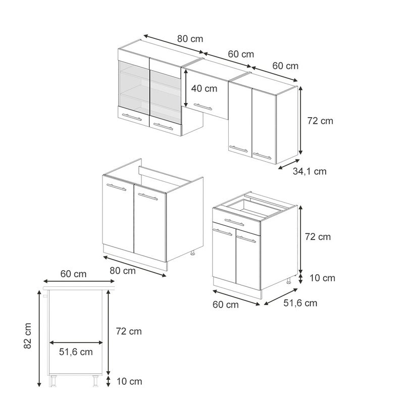 Vicco Zabudowa kuchenna Fame-Line, Biały domek wiejski, 200 cm , BP Marmur