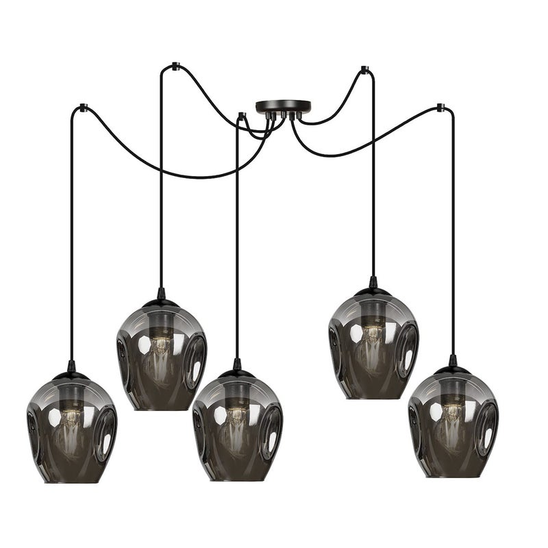 Lampa wisząca Level czarna-grafit 5xE27x15W wym: 200 x 14 x 14 cm szkło Emibig