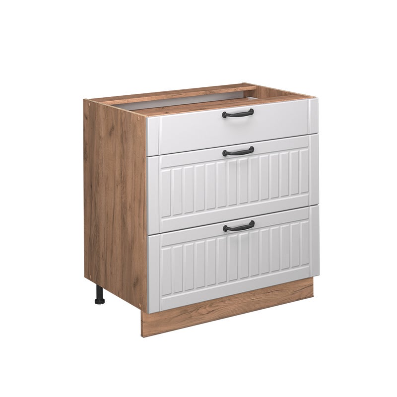 Vicco Szafka dolna do kuchni Fame-Line, Biały domek wiejski, 80 cm z 3 szufladami, BP Marmur