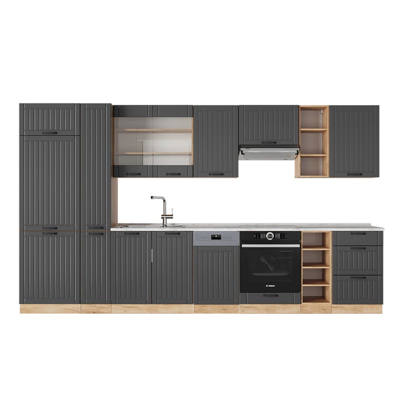 Vicco Zabudowa kuchenna Fame-Line, Ciemnoszary, 355 cm , BP Marmur