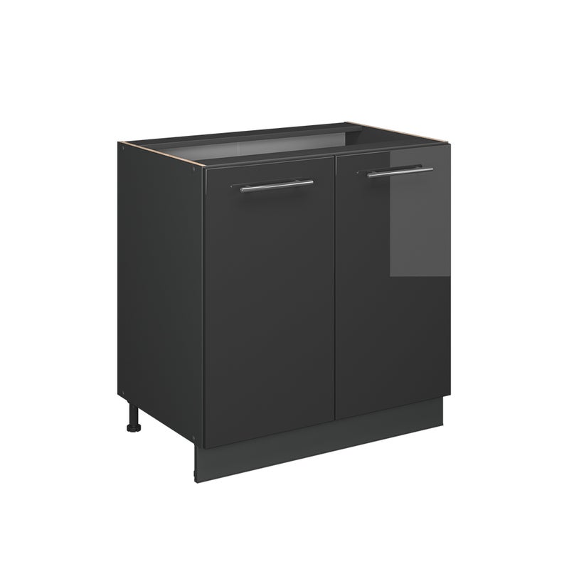 Vicco Szafka pod zlew Fame-Line, Antracyt wysoki połysk, 80 cm z półką, BP Marmur