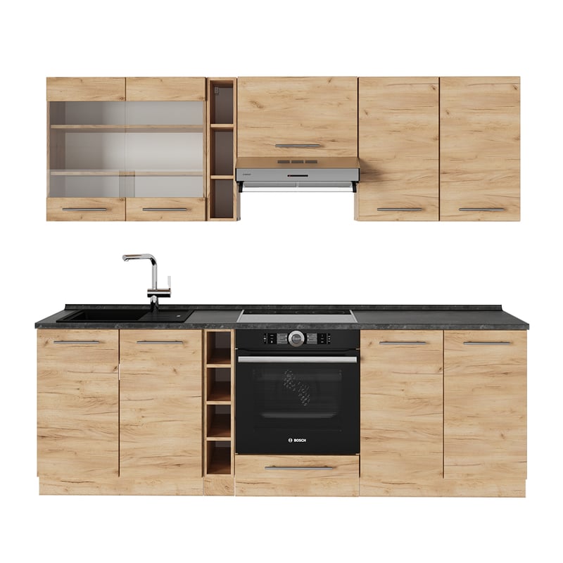 Vicco Zabudowa kuchenna Fame-Line, Złoty dąb energetyczny, 235 cm , BP Antracyt