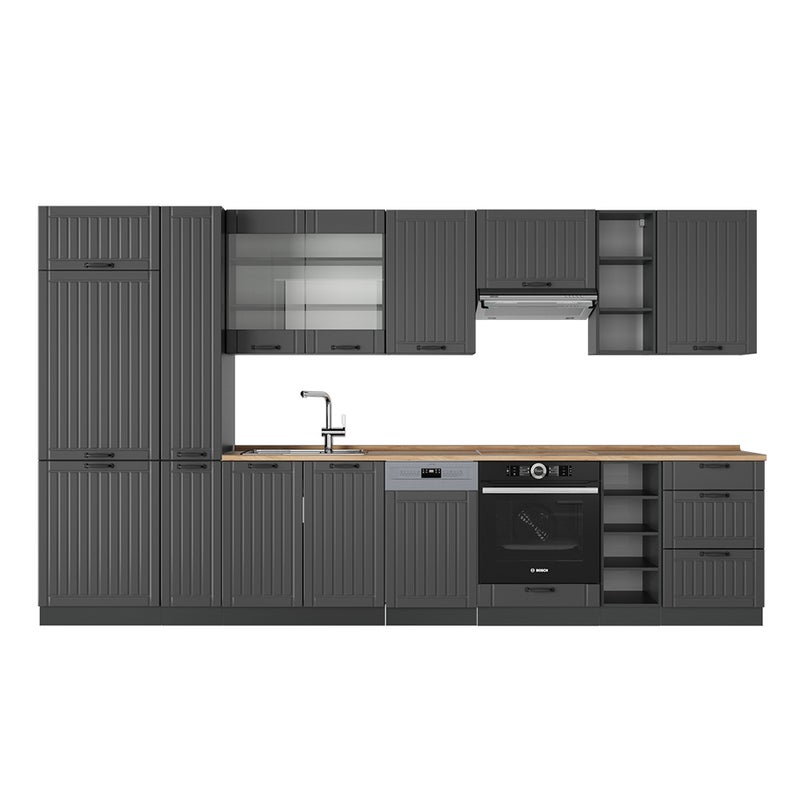 Vicco Zabudowa kuchenna Fame-Line, Ciemnoszary, 355 cm , BP Dąb