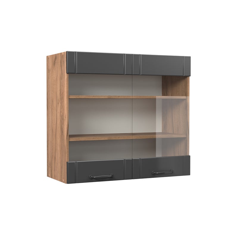 Vicco Szklana szafka kuchenna Fame-Line, Ciemnoszary, 80 cm