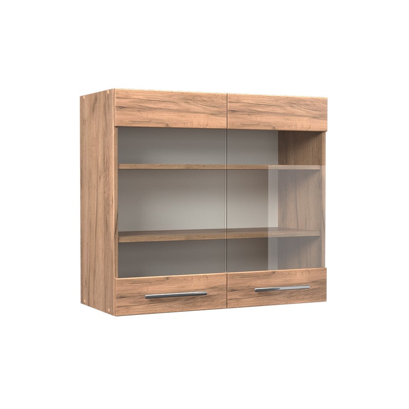 Vicco Szklana szafka kuchenna Fame-Line, Złoty dąb energetyczny, 80 cm