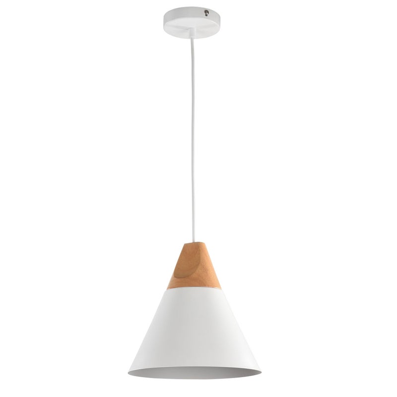 Lampa wisząca Bicones biała jasne drewno 1xE27x60W wym: 140 x 22 x 22 cm metal Maytoni