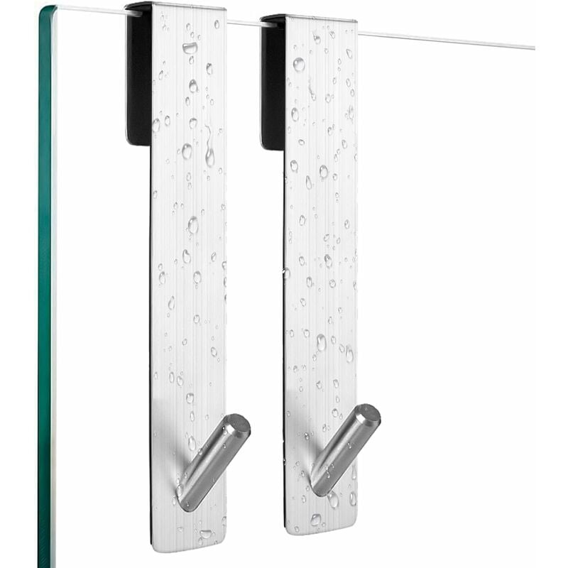 Haki prysznicowe, zestaw 2 haczyków, do ścianek prysznicowych, bez wiercenia, z piankową ochroną, haki na ręczniki ze stali nierdzewnej, haki prysznic