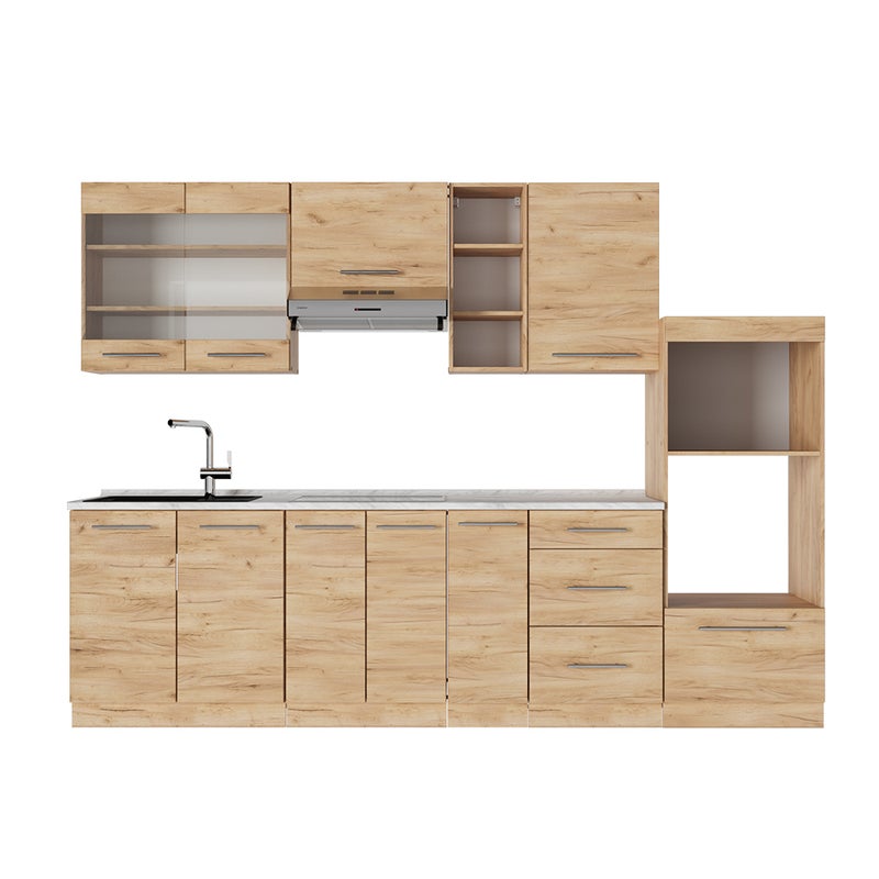 Vicco Zabudowa kuchenna Fame-Line, Złoty dąb energetyczny, 280 cm , BP Marmur