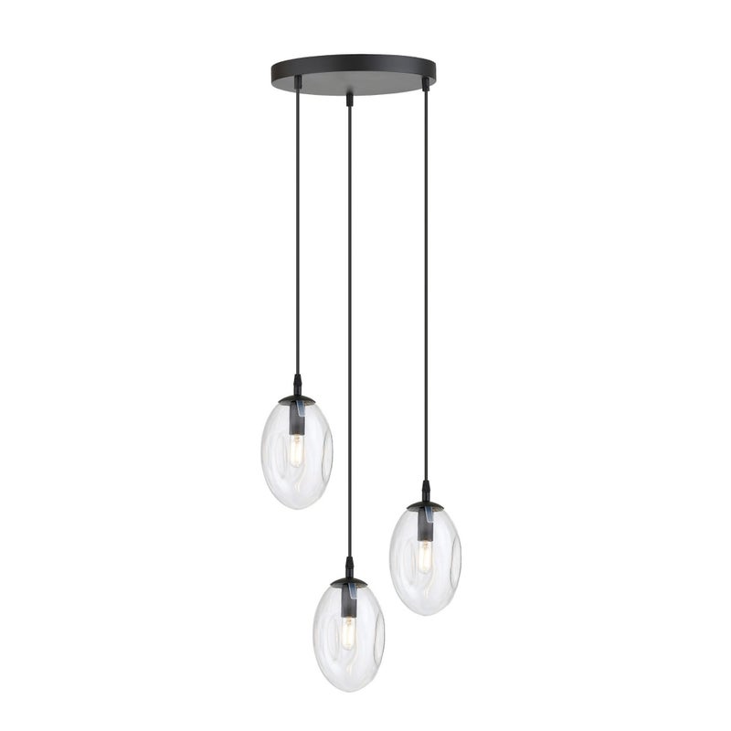 Lampa wisząca Astral czarno-przezroczysta 3xE14x10W wym: 100 x 40 x 40 cm szkło Emibig