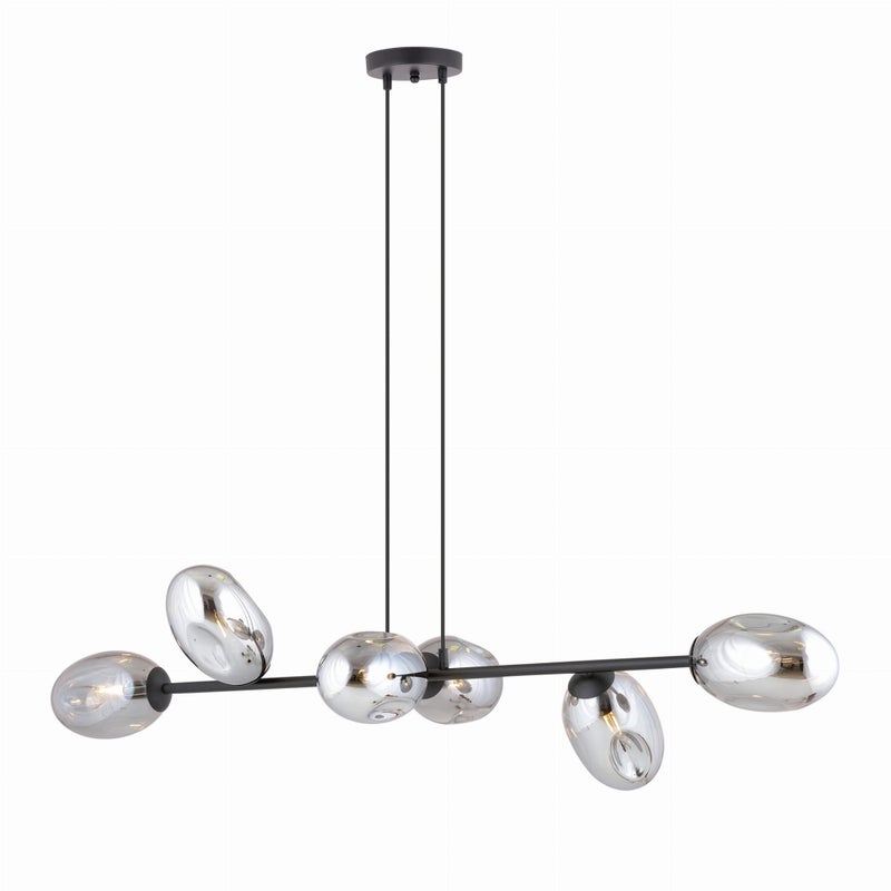 Lampa wisząca Pandora czarna-chromowana 6xE14x10W wym: 100 x 120 cm szkło Emibig