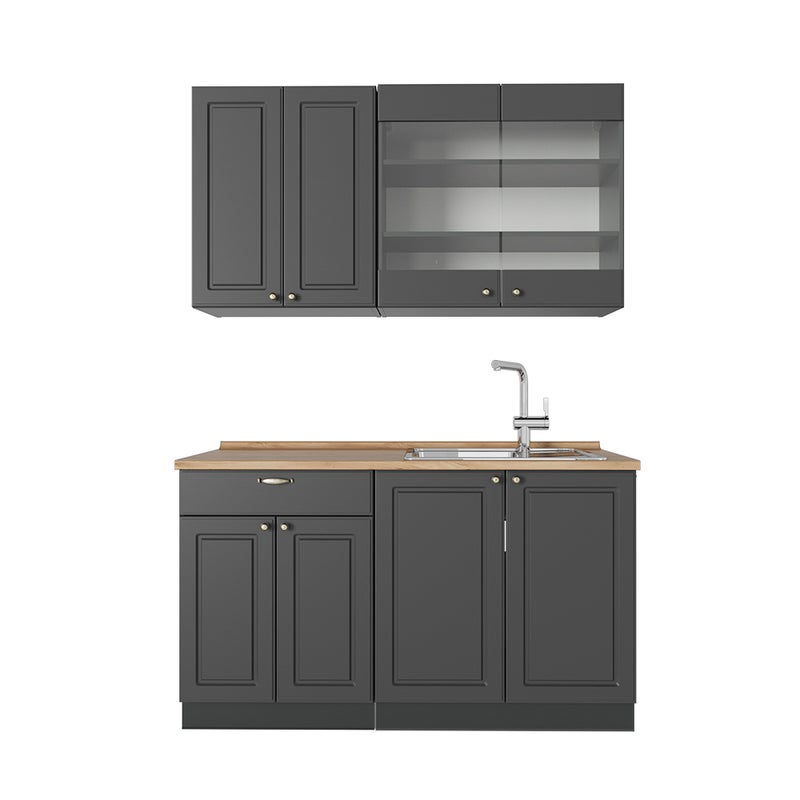 Vicco Kuchnia pojedyncza Fame-Line, Anthrazit-Gold Landhaus, 140 cm , BP Dąb