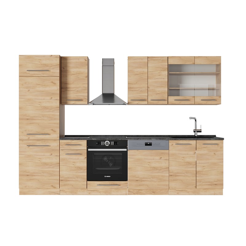 Vicco Zabudowa kuchenna Fame-Line, Złoty dąb energetyczny, 300 cm , BP Antracyt