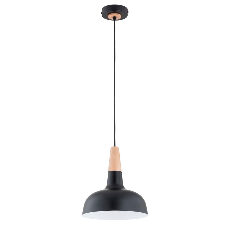 Lampa wisząca Rodos czarna-jasne drewno-złota 1xE27x15W do kuchni wym: 90 x 23 x 23 cm metal Alfa