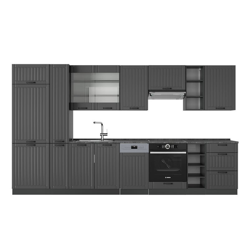Vicco Zabudowa kuchenna Fame-Line, Ciemnoszary, 355 cm bez blatu roboczego