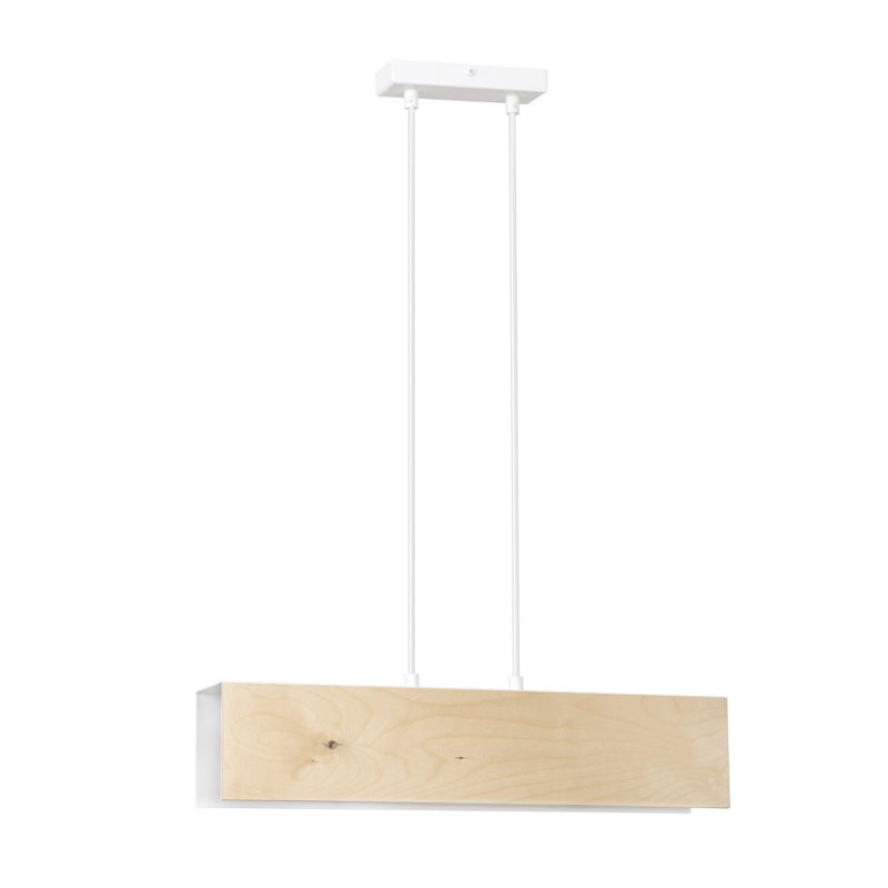 Lampa sufitowa Carlo biała jasne drewno 2xE27x15W wym: 100 x 48 cm metal Emibig
