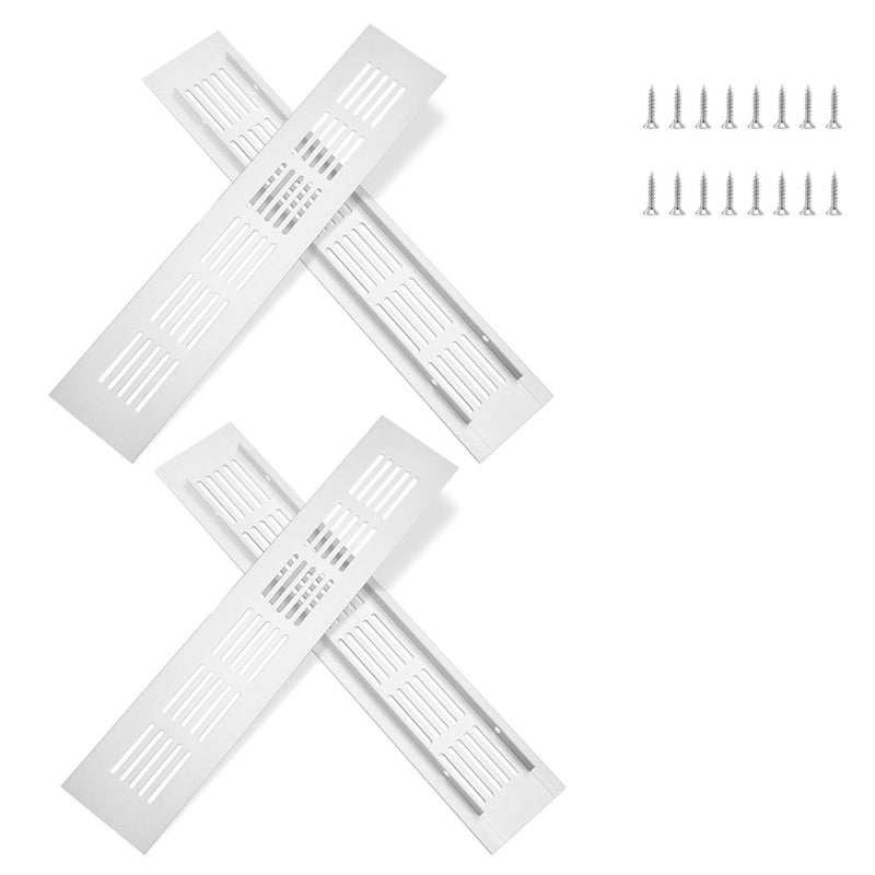 Aluminiowa kratka wentylacyjna ze śrubami do wentylacji szaf i pomieszczeń, 25 x 5 cm, biała, 4 sztuki