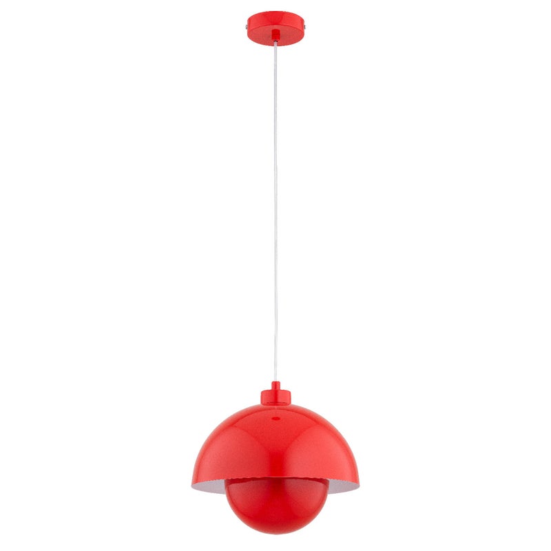 Lampa wisząca Kuger czerwono-biała 1xE27x15W do kuchni wym: 85 x 27 x 27 cm metal Alfa