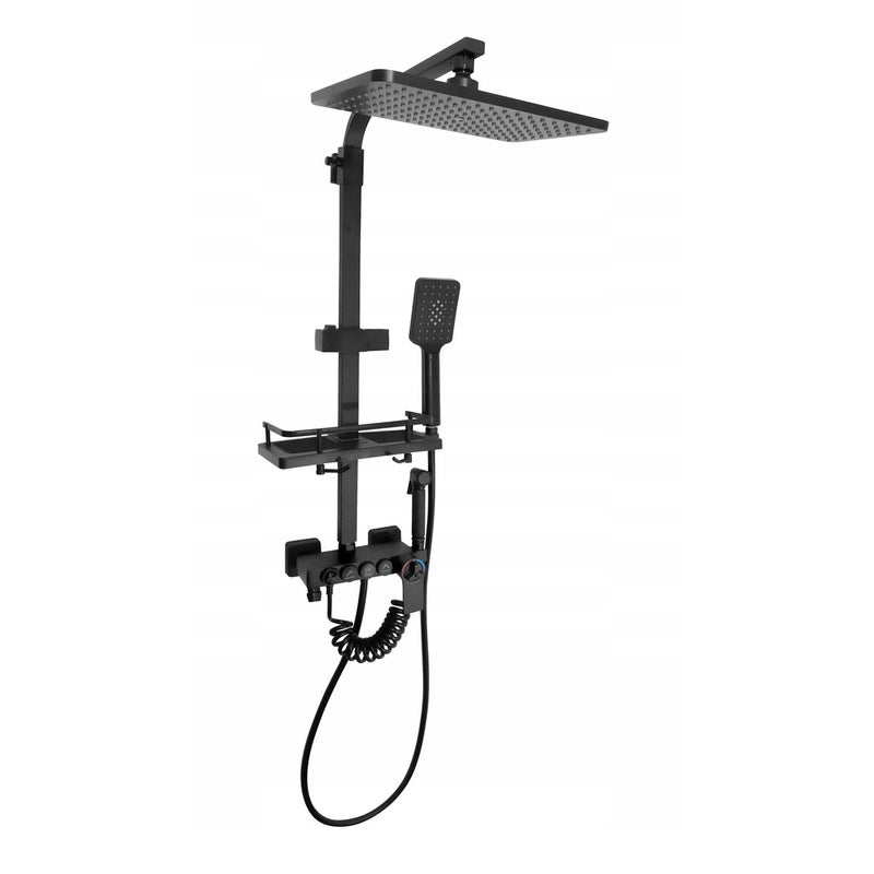 Zestaw bateria prysznicowa ścienna Estiva HANO Black czarny
