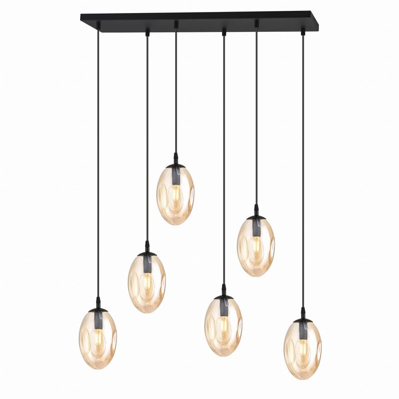 Lampa wisząca Astral czarno-miodowy 6xE14x10W wym: 100 x 70 x 20 cm szkło Emibig