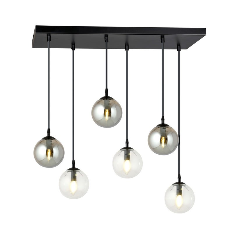 Lampa wisząca Cosmo czarna-wielokolorowy 6xE14x10W wym: 120 x 65 cm szkło Emibig