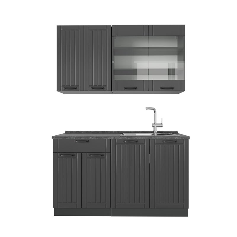 Vicco Kuchnia pojedyncza Fame-Line, Ciemnoszary, 140 cm bez blatu roboczego