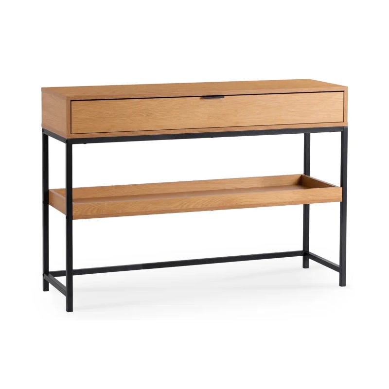 Konsola Do Przedpokoju Stolik Przyścienny Konsolka z Półką 110 Dąb RUBY