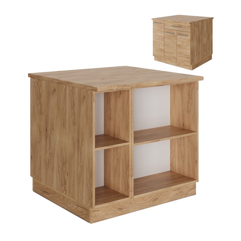 Vicco Wyspa kuchenna Fame-Line, Złoty dąb energetyczny, 90 cm z szufladą, bez blatu roboczego