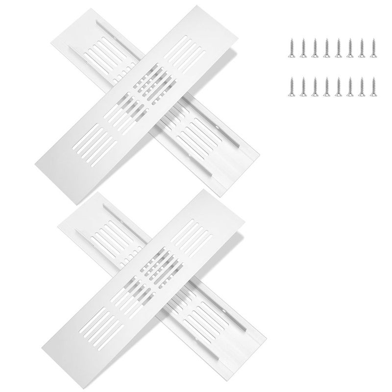 Aluminiowa kratka wentylacyjna ze śrubami do wentylacji szaf i pomieszczeń, 20 x 5 cm, biała, 4 sztuki