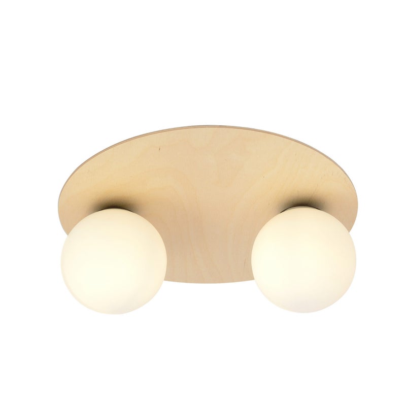Lampa sufitowa Kenzo jasne drewno-biała 2xE14x10W wym: 20 x 40 cm metal Emibig