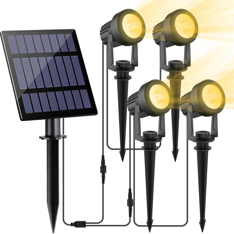 Reflektor solarny 4 w 1 3000 K Lampa solarna zewnętrzna, wodoodporna IP65, 2 tryby pracy, do ogrodu, na podjazd, ścieżkę, chodnik, patio