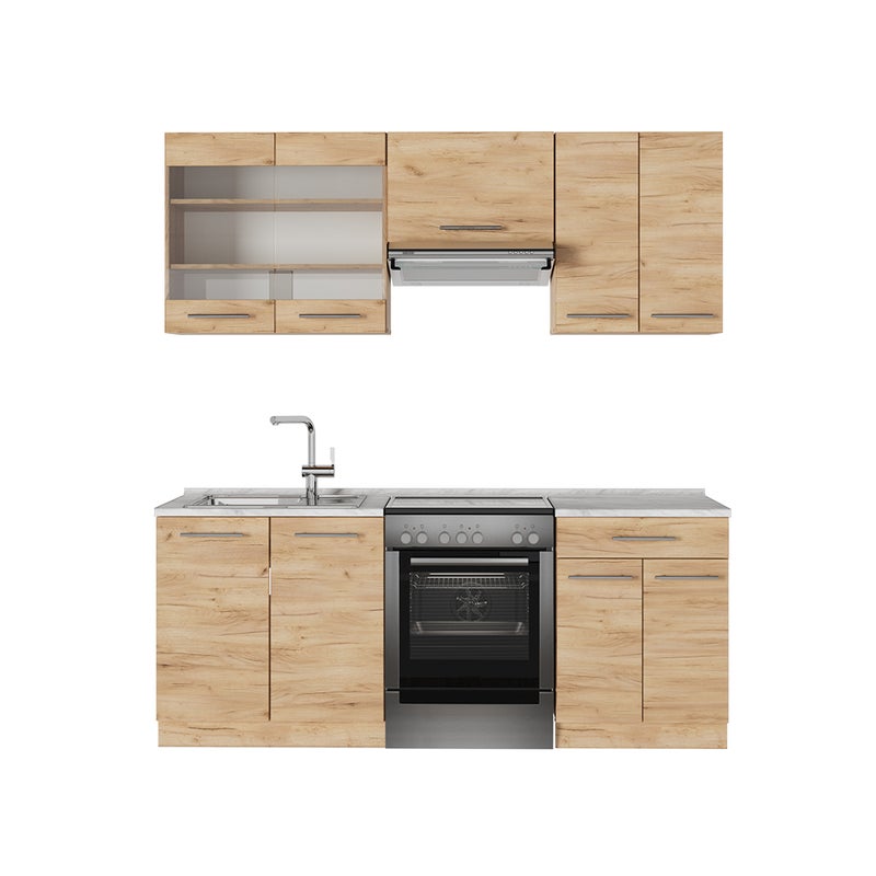 Vicco Zabudowa kuchenna Fame-Line, Złoty dąb energetyczny, 200 cm , BP Marmur