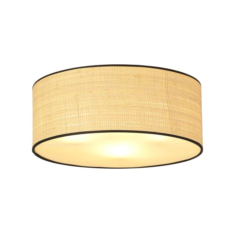 Plafon Aston okrągły czarno-brązowy 3xE27x10W wym: 20 x 50 cm IP20 wiklina / rattan / słoma Emibig