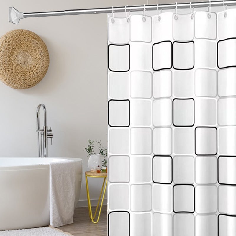 Zasłona prysznicowa z tkaniny odpornej na wodę i pleśń z haczykami, szerokość 200 cm, wysokość 180 cm, duży kwadrat