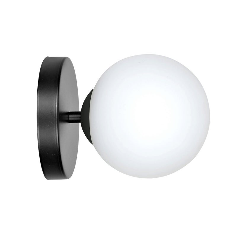 Kinkiet ścienny Halldor czarno-biały 1xE14x10W wym: 15 x 15 cm szkło IP20 Emibig