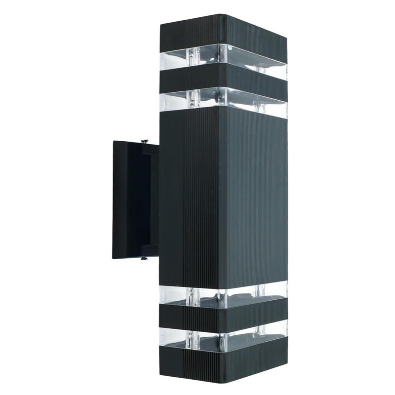 Kinkiet zewnętrzny Vela czarno-przezroczysty 2xGU10x30W wym: 30x11x13 cm IP54 IdeaLED