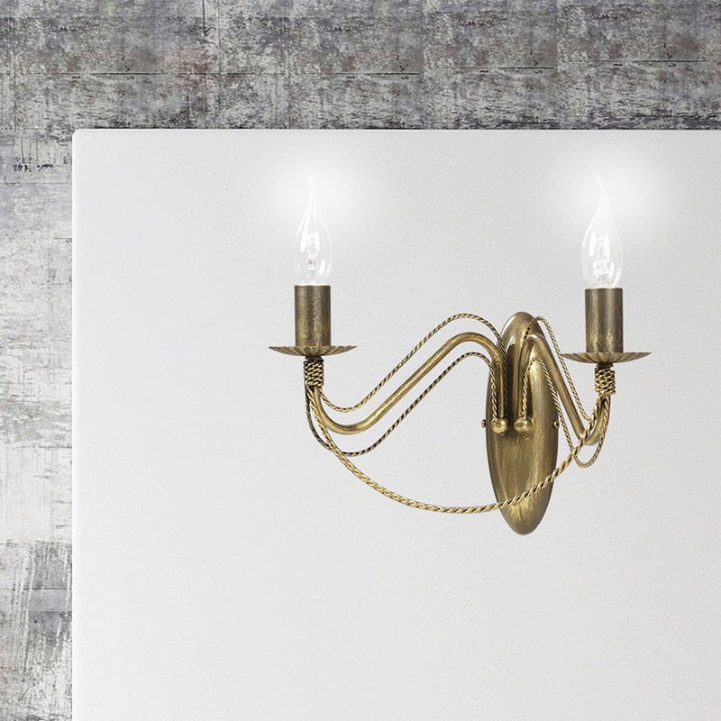 Kinkiet ścienny Tori mosiądz-złoty 2xE14x10W wym: 26 x 24 cm metal IP20 Emibig