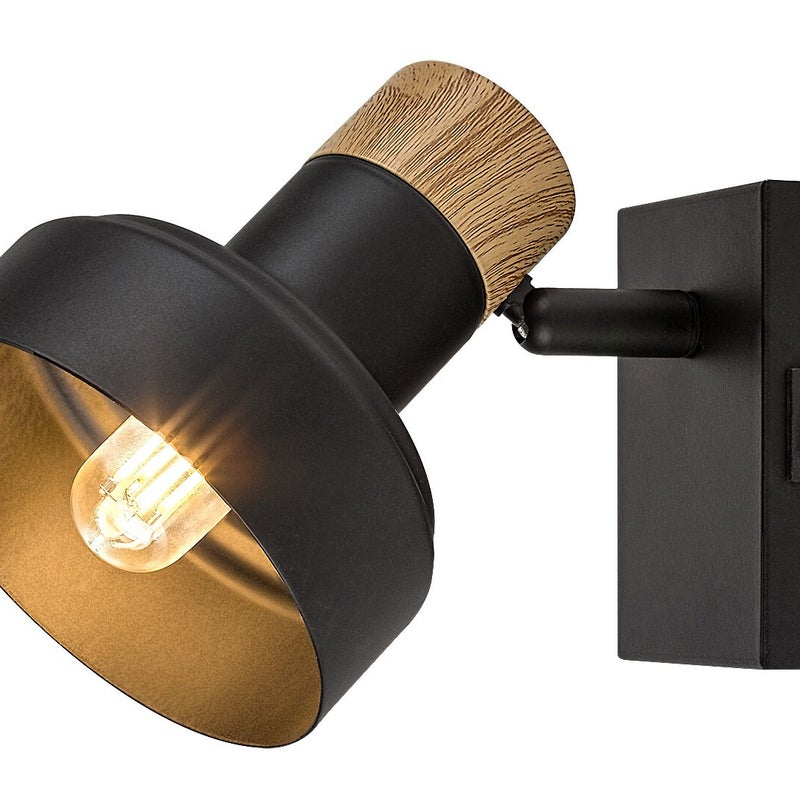 Kinkiet ścienny Saskia czarny-dąb 1xE14x15W z włącznikiem wym: 13 x 10 x 12 cm metal IP20 Rabalux