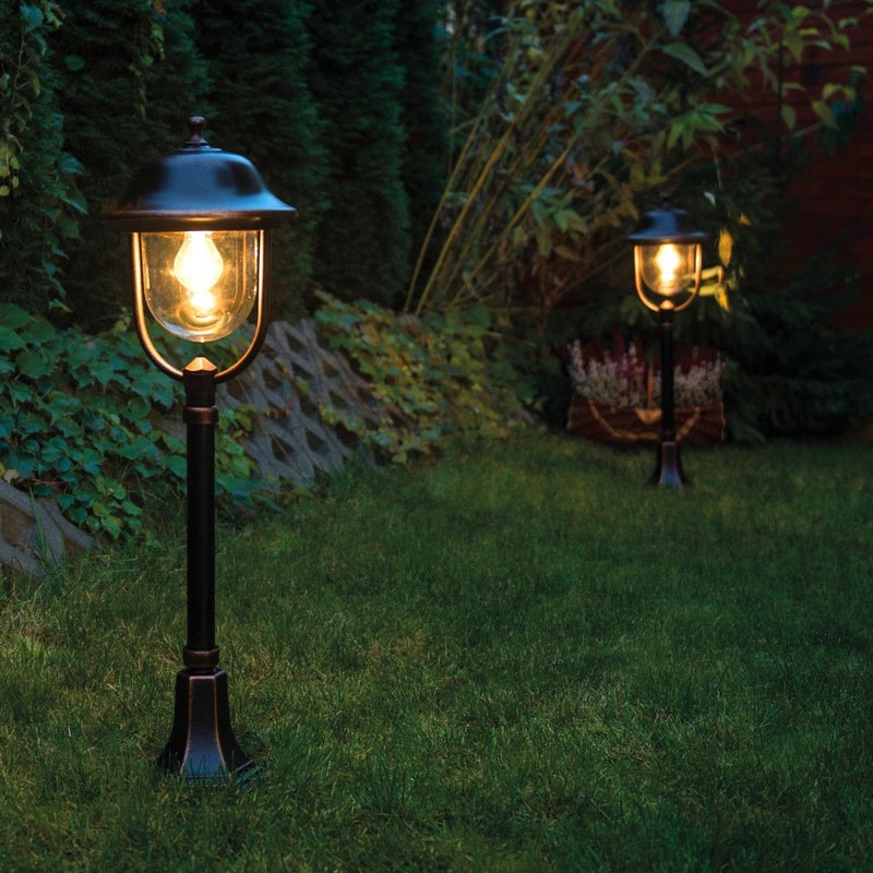 Lampa ogrodowa stojąca Prince patyna mosiądz 1xE27x60W IP43 wym: 87 x 25 x 25 cm aluminium SU-MA