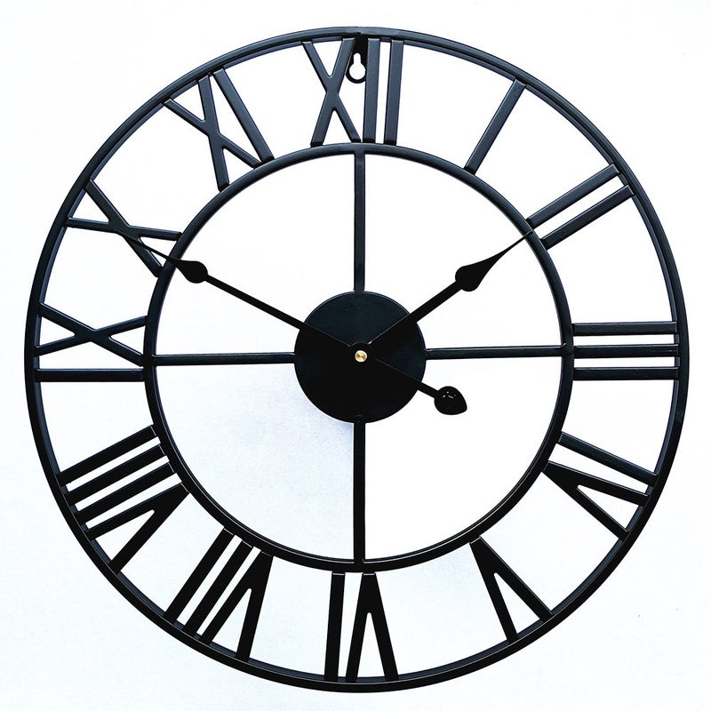 Kreatywny zegar ścienny retro z metalu i żelaza, rzymski zegar ścienny do salonu (50 cm)